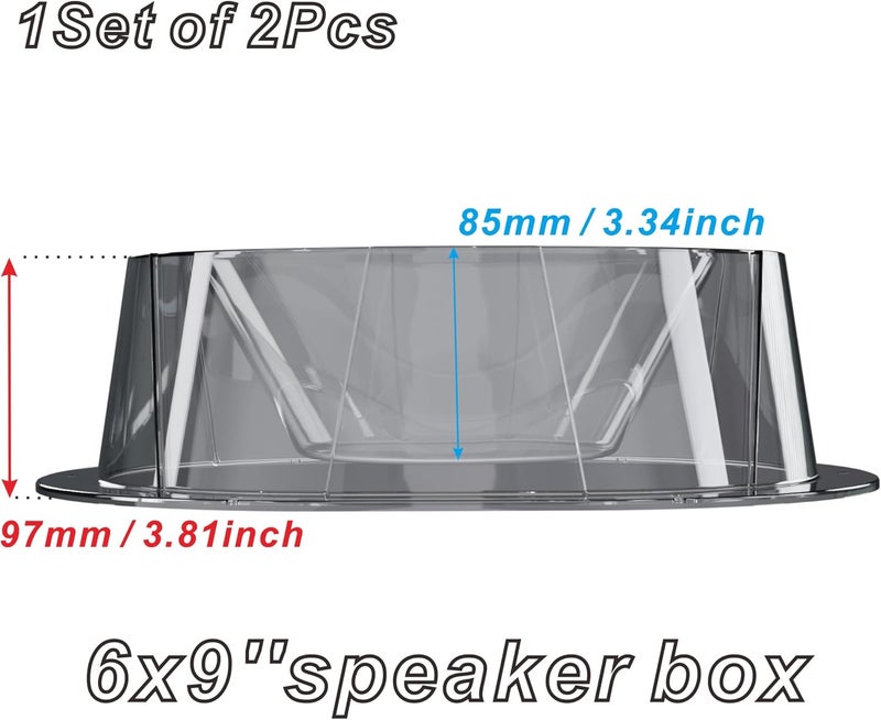 NARPES 2PCS Carbon Fiber Style 6x9'' inch Speaker Boxes for Car UTV ATV RV Boat Trunk Trailer Golf Cart Marine Universal Speaker Enclosures Pods Adapter Spacer Door Kick Panel Cab (Carbon Fiber Look) - Image 4
